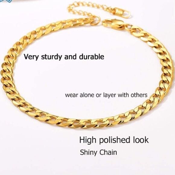 COPY - Gold Cuban Chain Anklet Adjustable Ankle Bracelet - Picture 3 of 8